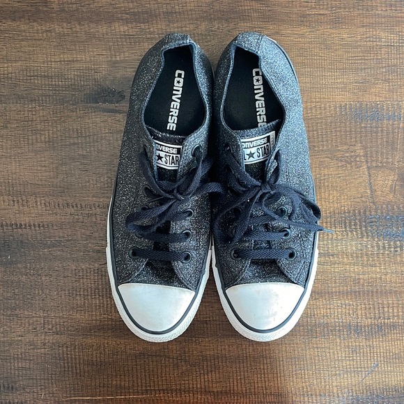 Converse. Black sparkly. Women’s size 9, Men’s size 7. - Picture 1 of 5